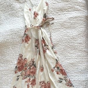Lulu’s cream floral wrap maxi dress
